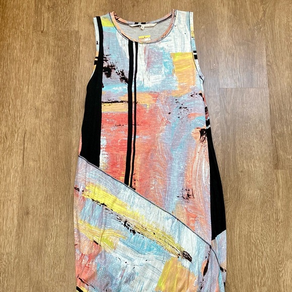 Rachel Roy Abstract Print Maxi Dress - Black and Multicolor Lined Size Medium - Picture 5 of 16